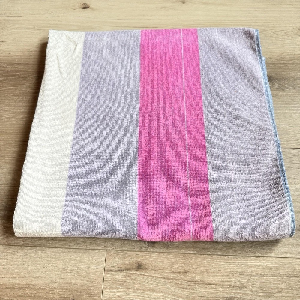 Cecil Saydah Vintage Beach Towel Colorful Purple Pink Striped, Large‎ 35"x66"